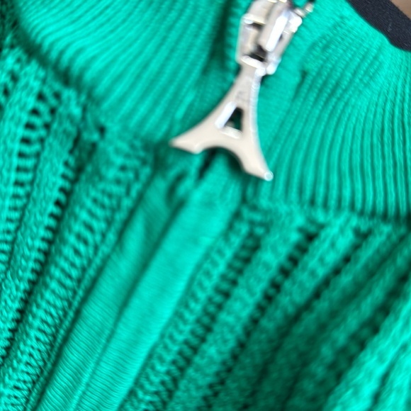 Maniere De Voir Knit Contour Racer Jumpsuit With Arm sleeves Green Large - Picture 2 of 4